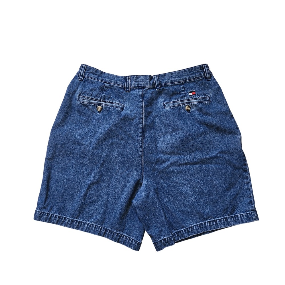Tommy Hilfiger Vintage‎ Mens Pleated Denim Jorts Blue Mid Wash Size 34 Relaxed - Picture 2 of 8